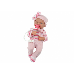 Baby doll, striped sweater, hat, scarf, accessories, pink