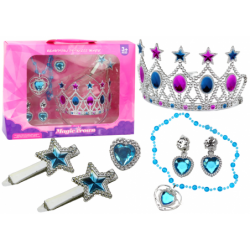 Set of Little Princess Crown Earrings Necklace Ring Clips
