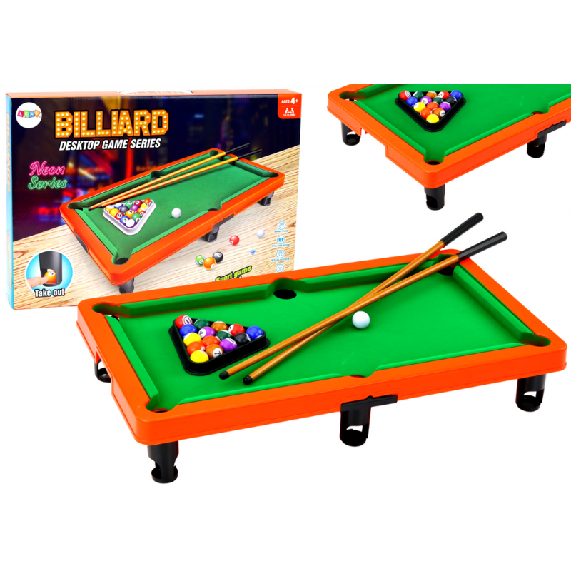 Mini Billiards Arcade Table Game 3 Cues Triangle Balls