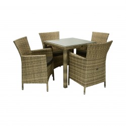 Garden furniture set WICKER table, 4 chairs (0946), cappuccino
