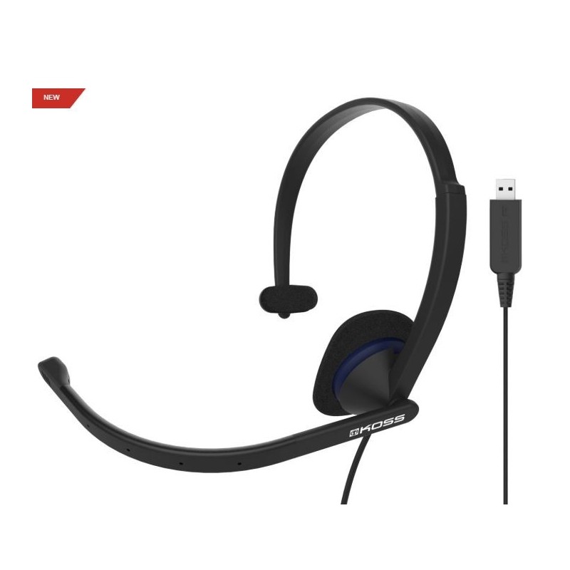 Koss CS195 USB Headphones Wired On-Ear Microphone Black