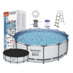 Каркасный бассейн Bestway Steel Pro Max Set 457x122 см, с фильтрующим насосом и аксессуарами (56438)