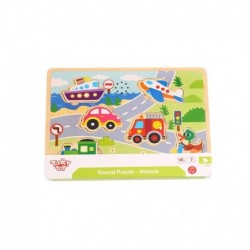 TOOKY TOY Wooden Sound Puzzle Jigsaw Puzzle Vehicles to Match