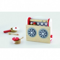 Viga Toys Wooden extendable kitchen with a cooking top