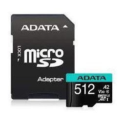 ADATA MEMORY MICRO SDXC 512GB W/AD./AUSDX512GUI3V30SA2-RA1