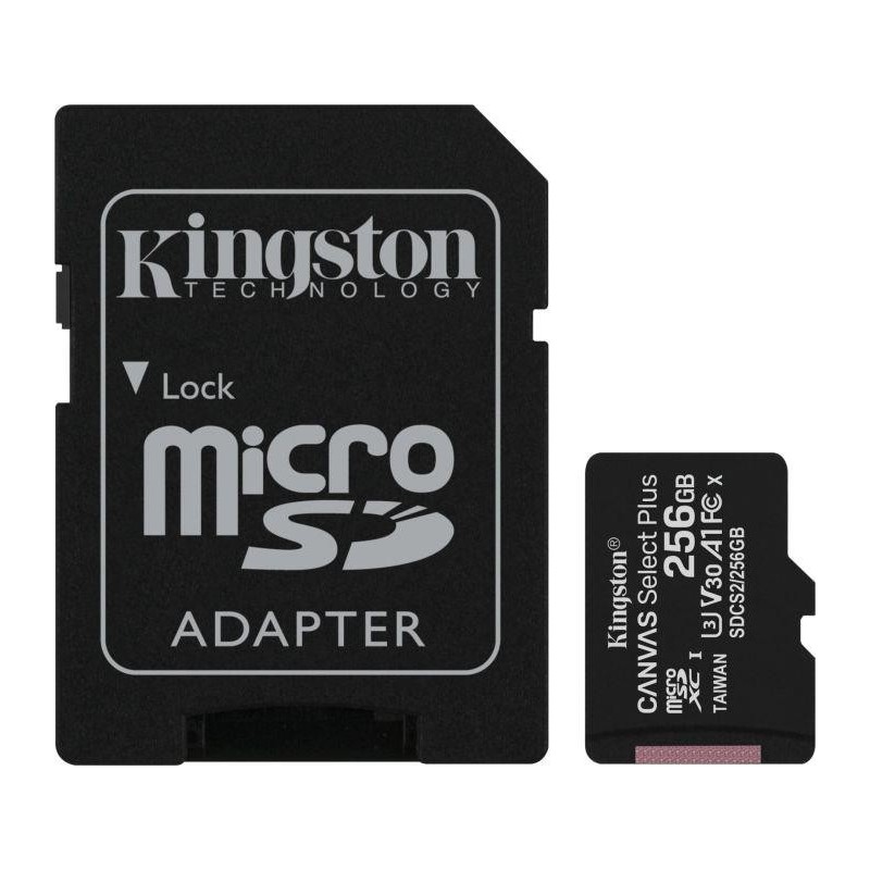 KINGSTON MEMORY MICRO SDXC 256GB UHS-I/W/ADAPTER SDCS2/256GB