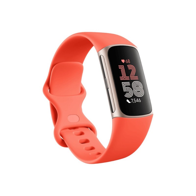 Charge 6 Fitness tracker NFC Band - Coral Case - Champagne Gold Aluminium