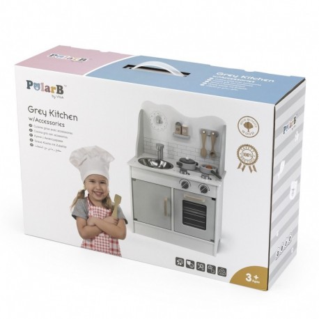 VIGA PolarB Wooden Kitchen With Eco Gray Accessories