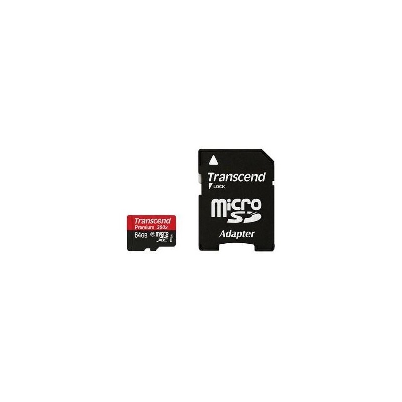 TRANSCEND MEMORY MICRO SDXC 64GB W/ADAPT/CLASS10 TS64GUSDU1