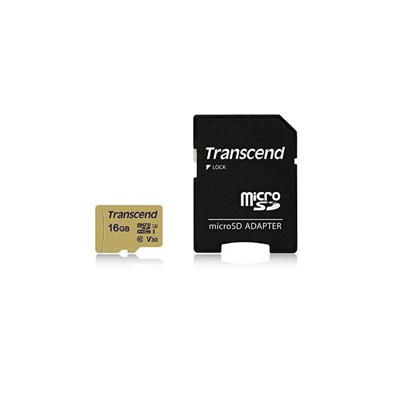 TRANSCEND MEMORY MICRO SDHC 16GB W/ADAPT/UHS-I TS16GUSD500S
