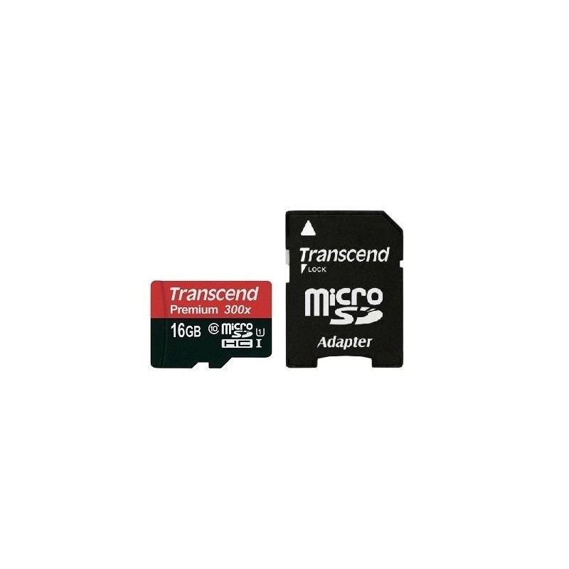 TRANSCEND MEMORY MICRO SDHC 16GB W/ADAPT/UHS-I C10 TS16GUSDU1