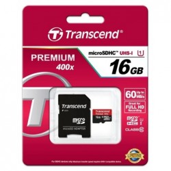 TRANSCEND MEMORY MICRO SDHC 16GB W/ADAPT/UHS-I C10 TS16GUSDU1