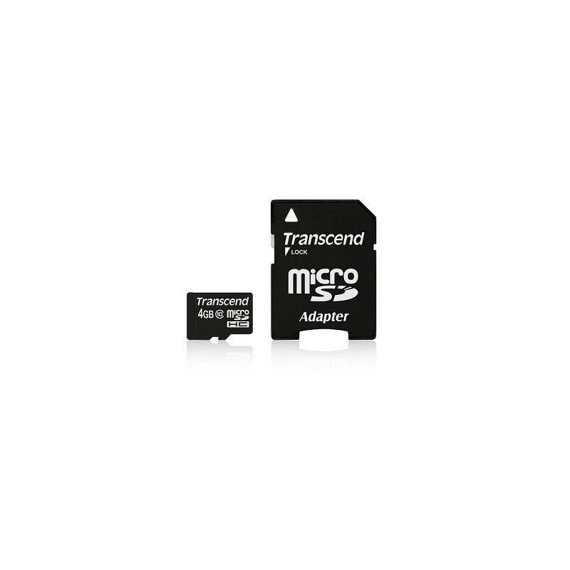 TRANSCEND MEMORY MICRO SDHC 4GB W/ADAPT/CLASS10 TS4GUSDHC10