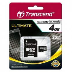 TRANSCEND MEMORY MICRO SDHC 4GB W/ADAPT/CLASS10 TS4GUSDHC10