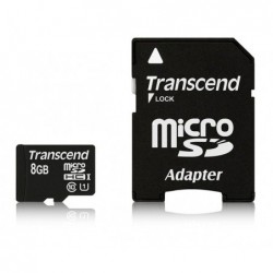 TRANSCEND MEMORY MICRO SDHC 8GB W/ADAPT/UHS-I C10 TS8GUSDU1