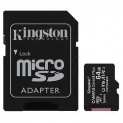 KINGSTON MEMORY MICRO SDXC 64GB UHS-I/W/ADAPTER SDCS2/64GB