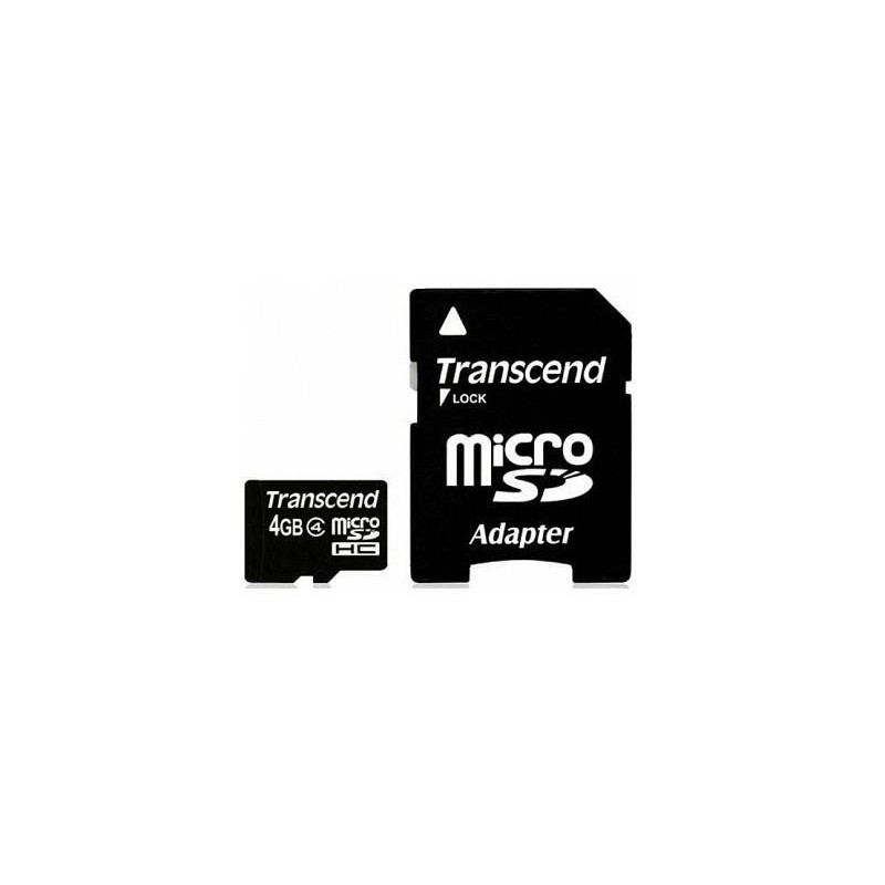 TRANSCEND MEMORY MICRO SDHC 4GB W/ADAPT/CLASS4 TS4GUSDHC4