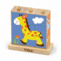 Wooden Blocks logic puzzle Puzzle Viga Toys Zoo 9 elements