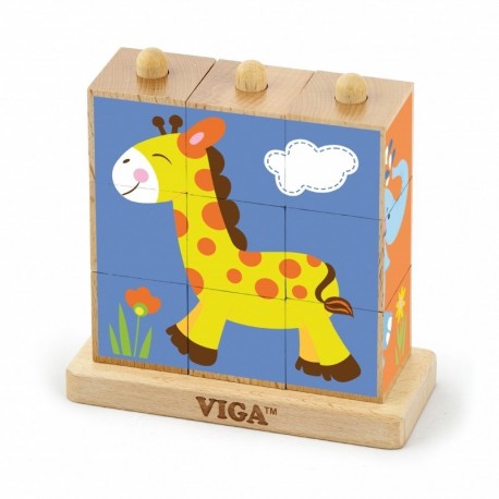 Wooden Blocks logic puzzle Puzzle Viga Toys Zoo 9 elements