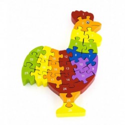 Wooden Jigsaw Puzzle Cockerel 3D Alphabet Viga Toys