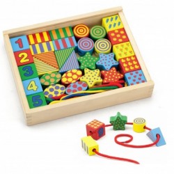 Educational wooden blocks for threading Viga Toys threading machine for children