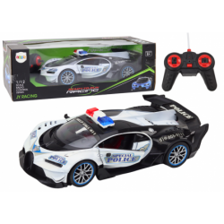 Remote Controlled RC Police Car in 1:12 Scale White