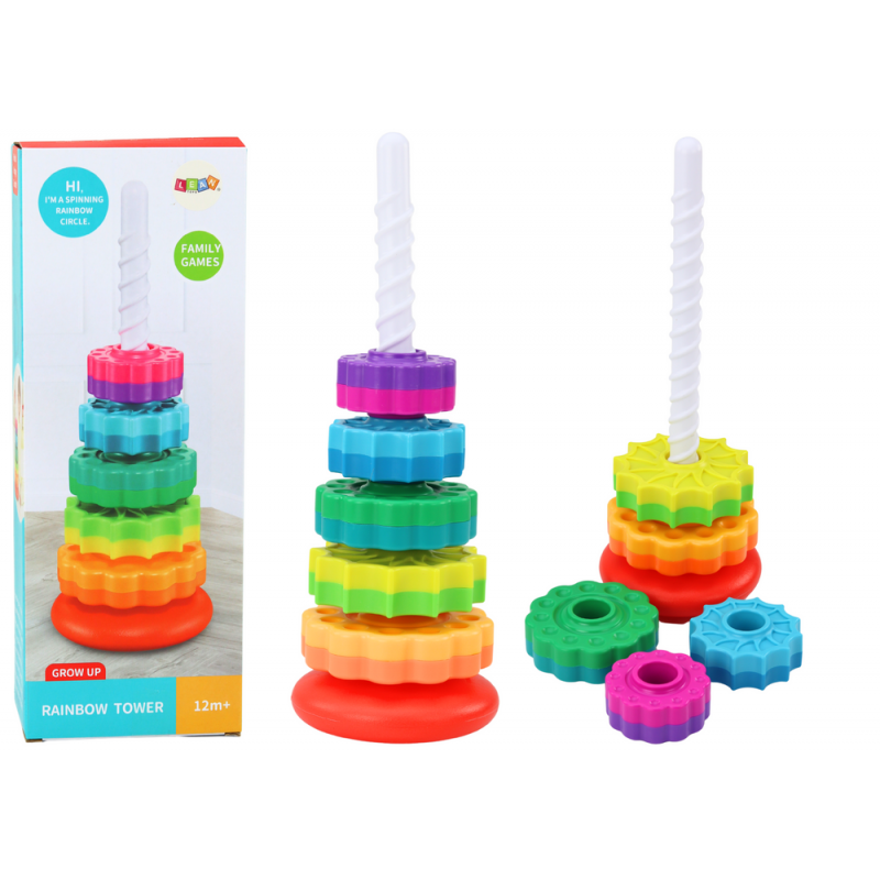 Rotating Pyramid Tower Sorter Rainbow Puzzle 36cm 6 El.