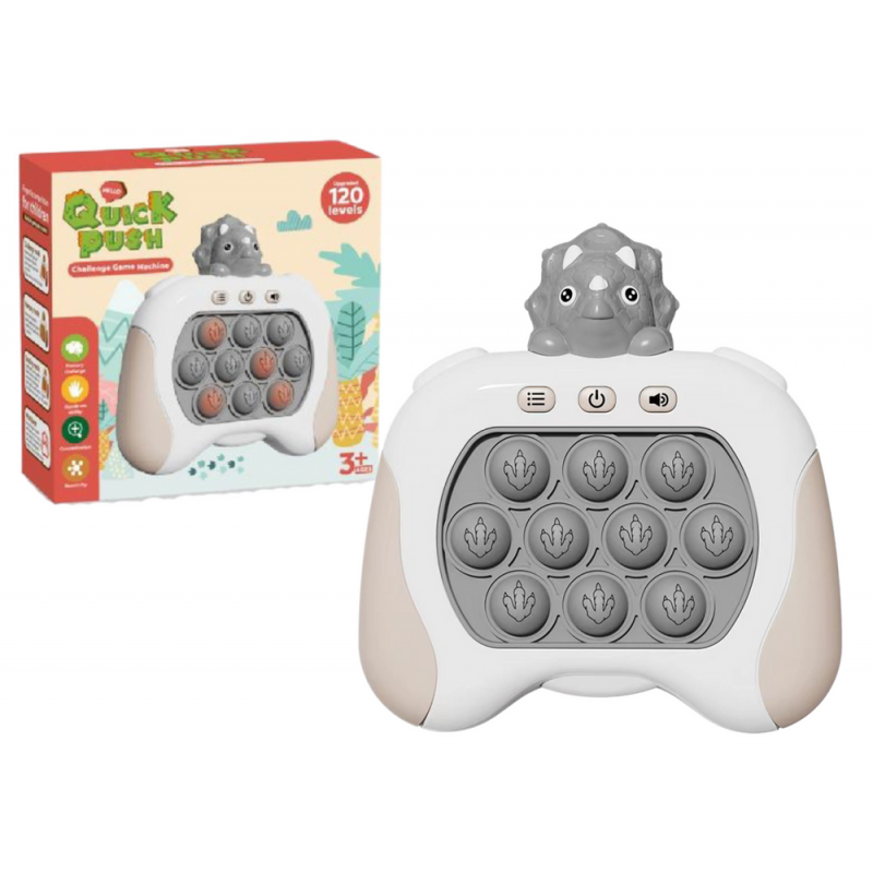 Triceratops Pop It Battery Operated Lights Sounds Sensory Game Gray