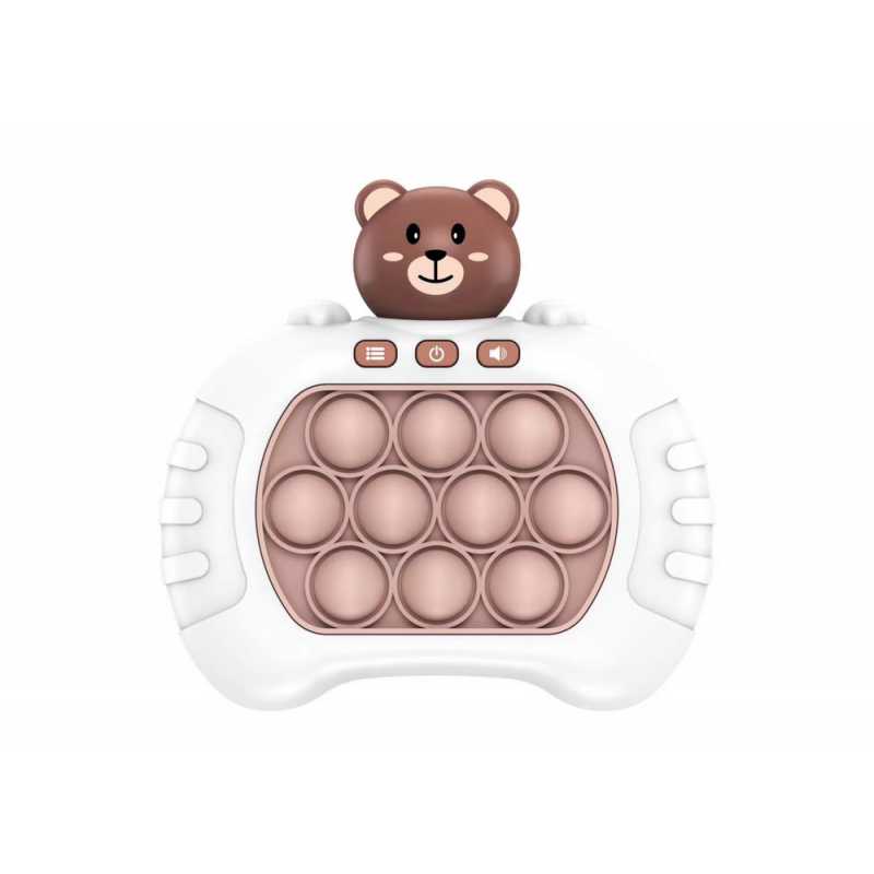 Pop It Teddy Bear Sensory Game, Battery Powered, Lights, Sounds, White