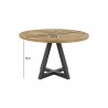 Обеденный стол INDUS D125xH76,6см, столешница из мозаичного дубового шпона, металлический каркас серого цвета