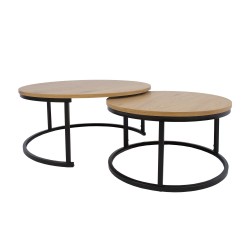 Set of coffee tables BRITU 2pcs, light wood