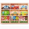 TOOKY TOY Set of Wooden Vehicles and Road Signs