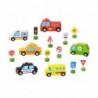 TOOKY TOY Set of Wooden Vehicles and Road Signs