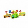 TOOKY TOY Set of Wooden Vehicles and Road Signs