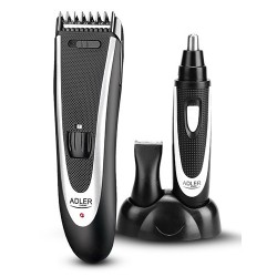 Adler AD 2822 Hair clipper + trimmer, 18 hair clipping lengths, Thinning out function, Stainless steel blades, Black |