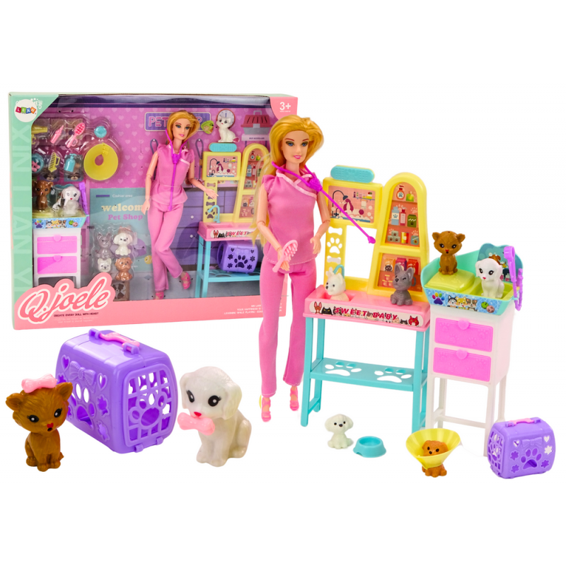 Veterinarian Doll Set, Treatment Furniture, Accessories, Pets