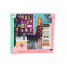 Set Doll In Supermarket Shelves Shopping Cart Food Products