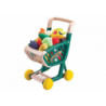 Shopping cart for children, set of vegetables and fruits, green