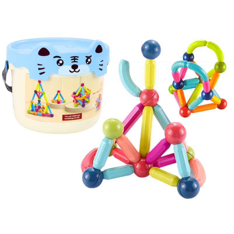 Magnetic Blocks in a Bucket 78 Elements Blue Kitten