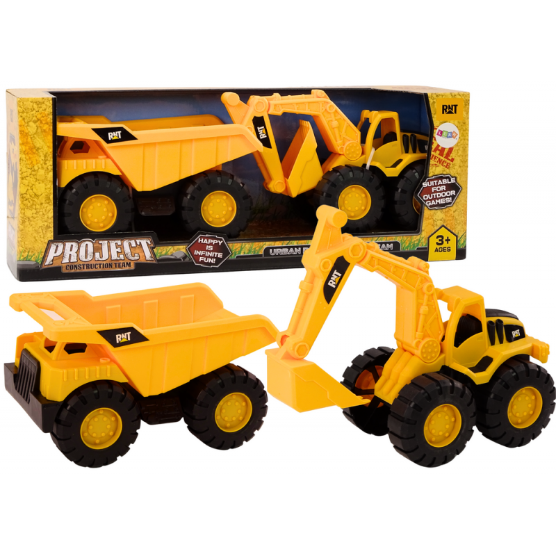 Construction Machinery Set Excavator Dump Truck Movable Yellow