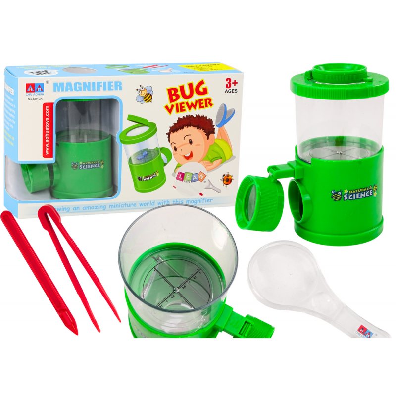 Set for Observing and Catching Insects, Magnifying Glass, Educational Jar