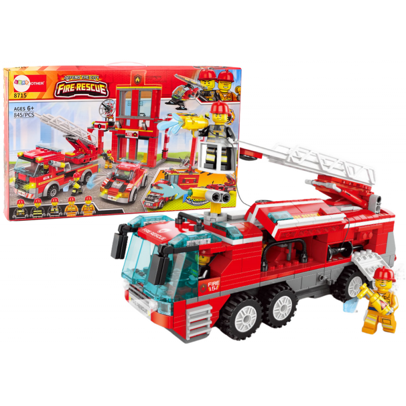 Bricks Set Fire Department Base Car Auto Helicopter 845 El