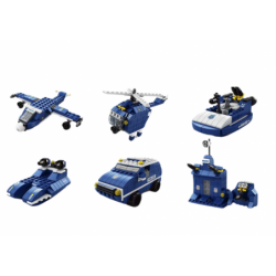 Helicopter Police Helicopter Construction Bricks 6in1 Blue 1000 pieces.