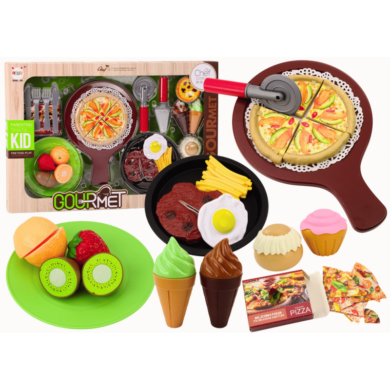 Fast Food Set Fruits Steak Ice Cream Accessories Pizza French fries 26 pcs.