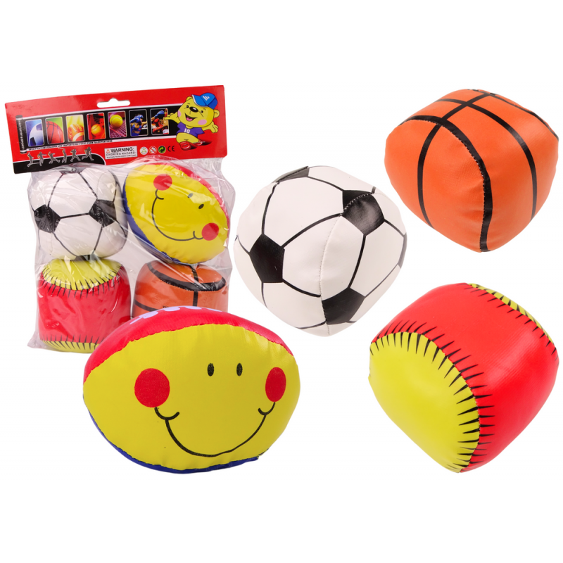 Soft Sports Balls Basketball Rugby Football Baseball Set of 4.