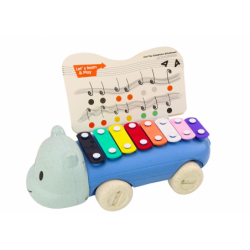 Hippopotamus Cymbals On Wheels Instrument For Children Colorful Educational