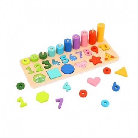 TOOKY TOY Montessori Puzzle Learning to Count Color Shapes 72 pcs. FSC certificate