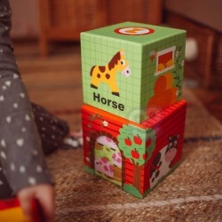 WOOPIE GREEN Puzzle of Farm Cube in Boxes + Figures 10 pcs.