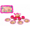 Coffee Tea Set Cups Kettle Tray Pink Cafe 15 pcs.