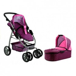 2in1 Doll Bogie and Stroller Alice - Pink With Black Dots
